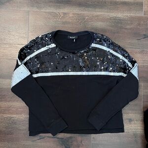 DKNY Black and Silver Sequin Top